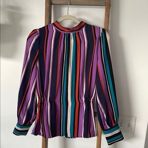 Halogen Pink and Blue Boxy Long Sleeve Blouse